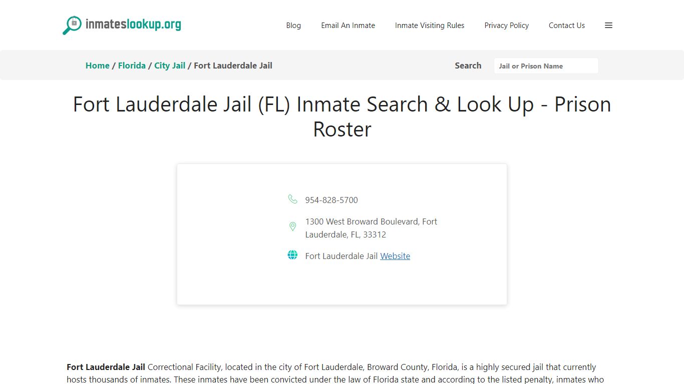 Fort Lauderdale Jail (FL) Inmate Search & Look Up - Prison Roster